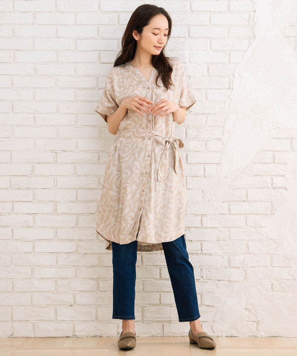 KAFFE レースプリントワンピース