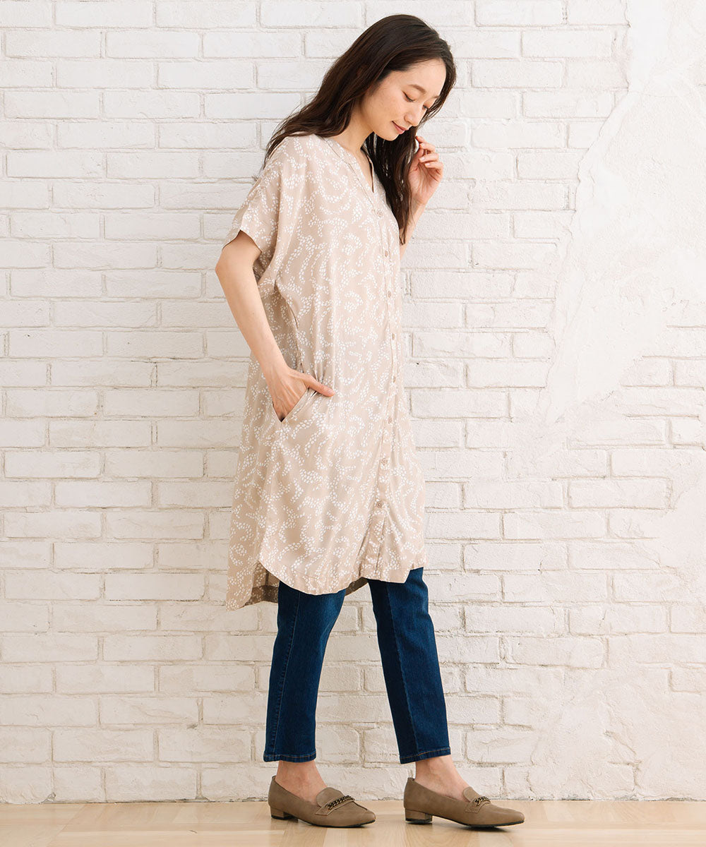 KAFFE レースプリントワンピース