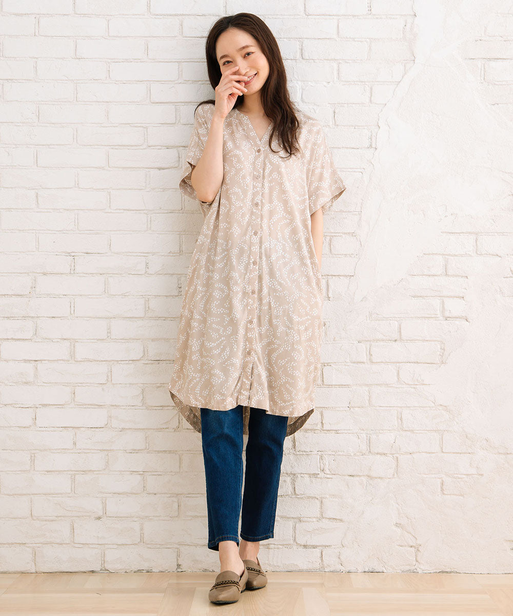 KAFFE レースプリントワンピース