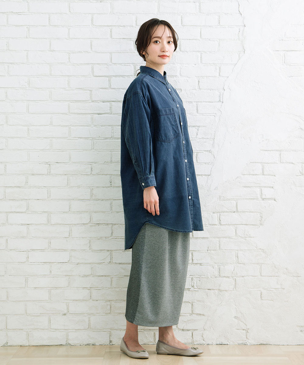 【大きいサイズ】 9号・15号(M・3L) FONTLAB スーパーライトデニムシャツチュニック