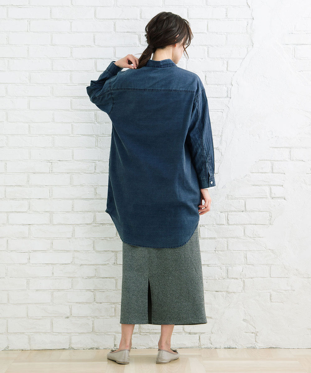【大きいサイズ】 9号・15号(M・3L) FONTLAB スーパーライトデニムシャツチュニック