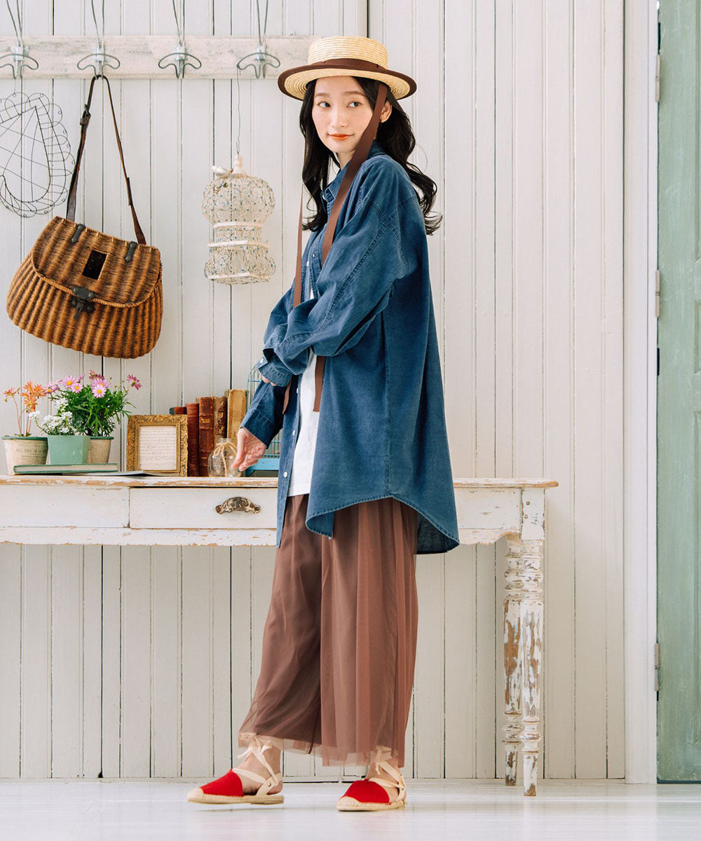 【大きいサイズ】 9号・15号(M・3L) FONTLAB スーパーライトデニムシャツチュニック