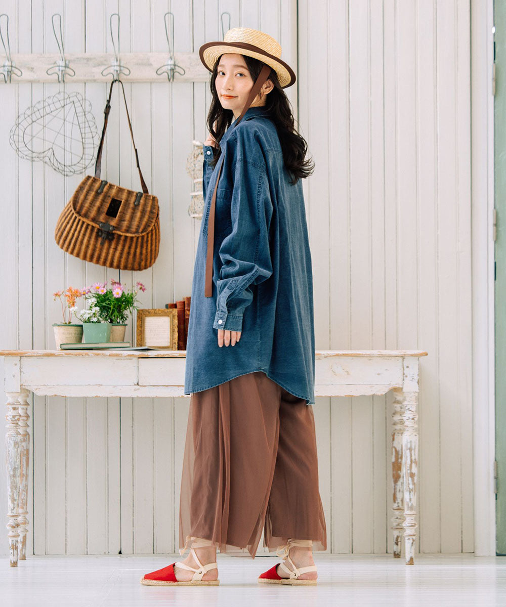 【大きいサイズ】 9号・15号(M・3L) FONTLAB スーパーライトデニムシャツチュニック