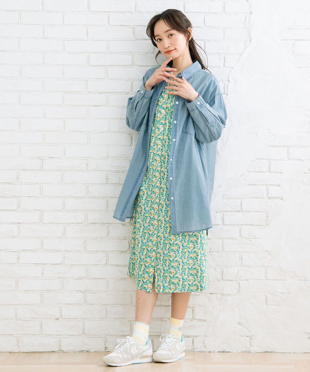 【大きいサイズ】 9号・15号(M・3L) FONTLAB スーパーライトデニムシャツチュニック