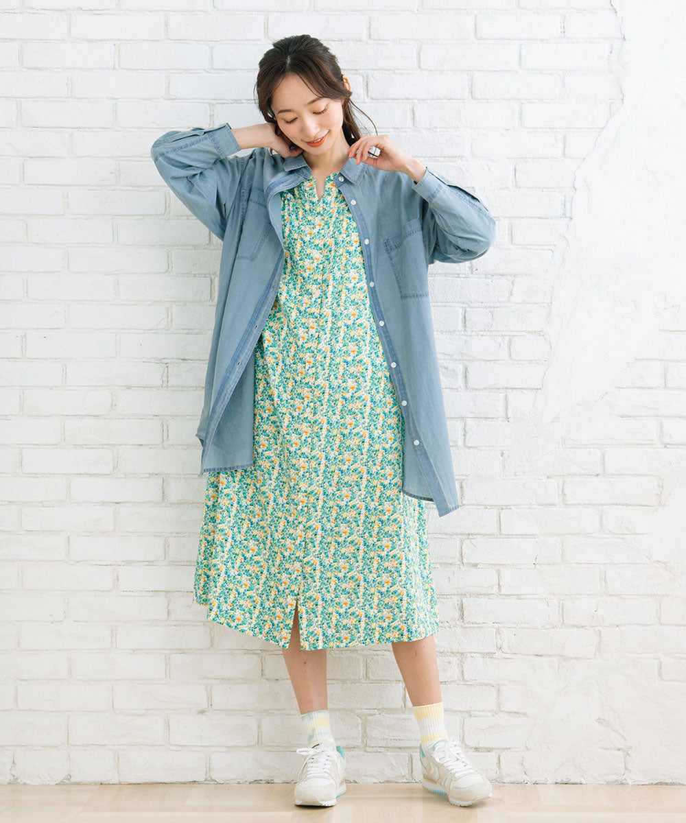 【大きいサイズ】 9号・15号(M・3L) FONTLAB スーパーライトデニムシャツチュニック