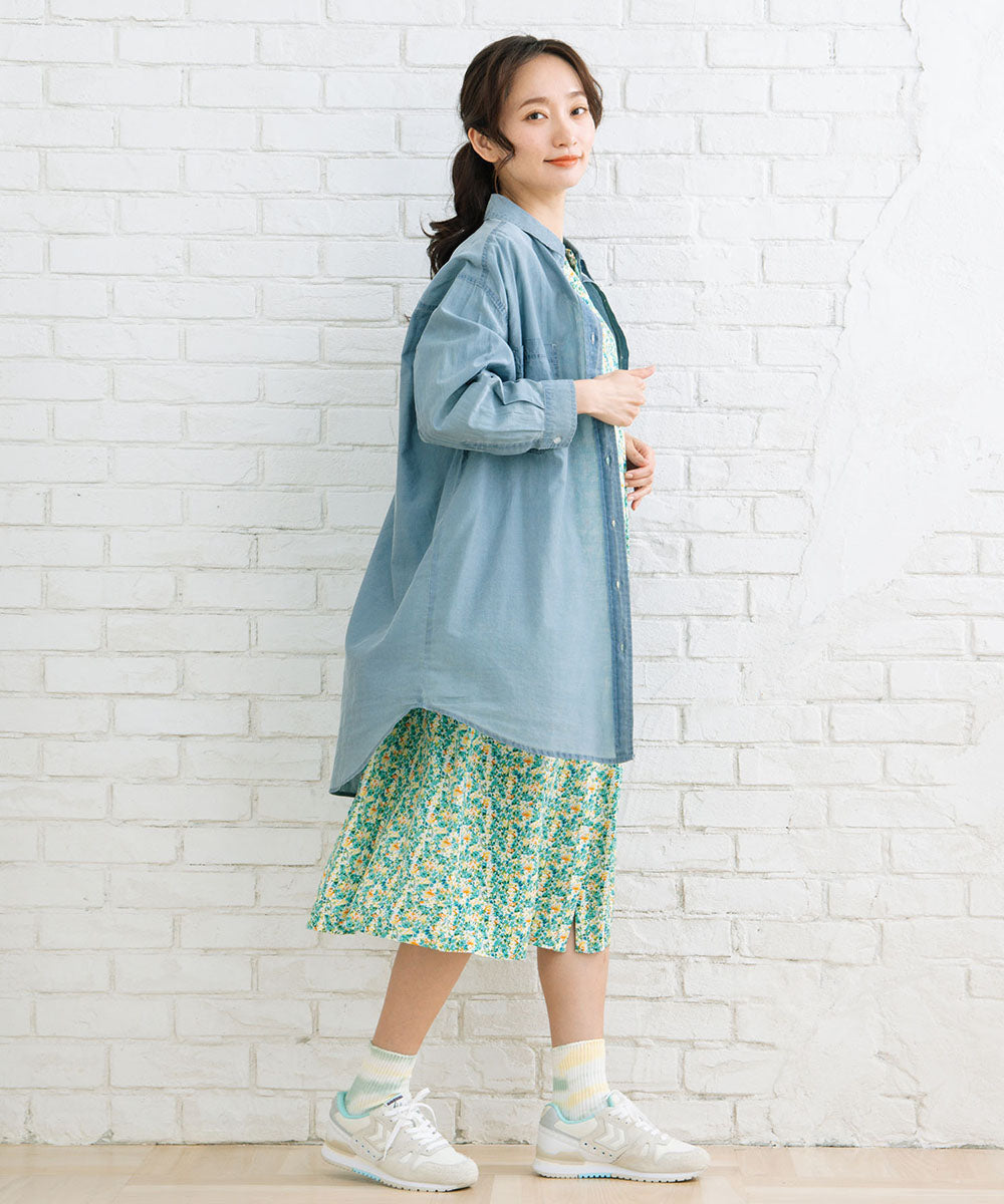 【大きいサイズ】 9号・15号(M・3L) FONTLAB スーパーライトデニムシャツチュニック