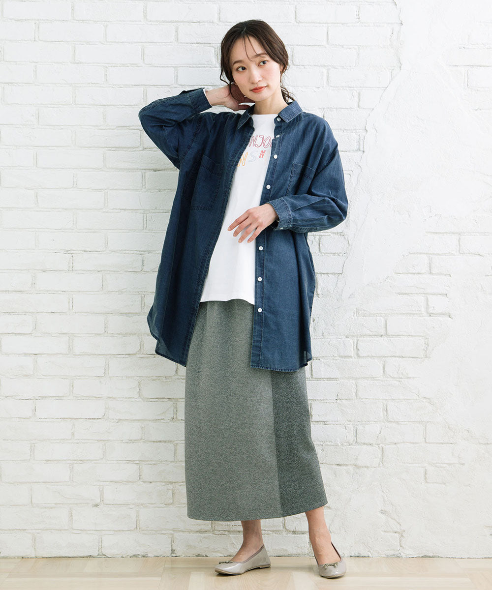 【大きいサイズ】 9号・15号(M・3L) FONTLAB スーパーライトデニムシャツチュニック