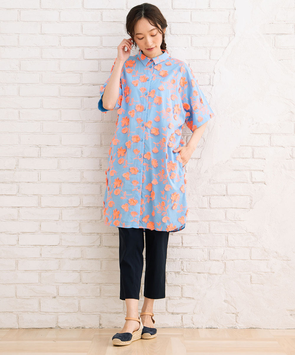 CKS フラワージャカードシャツワンピース