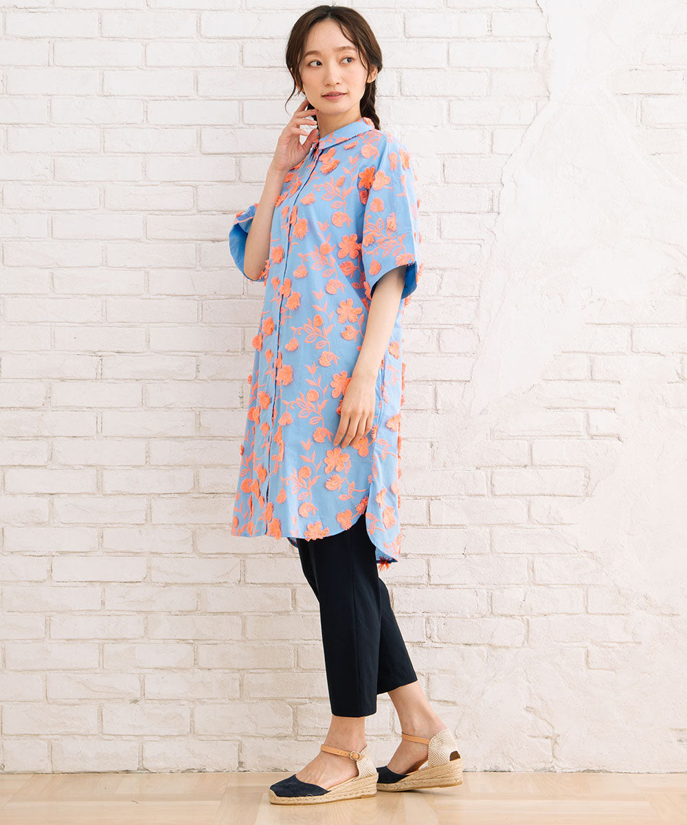 CKS フラワージャカードシャツワンピース