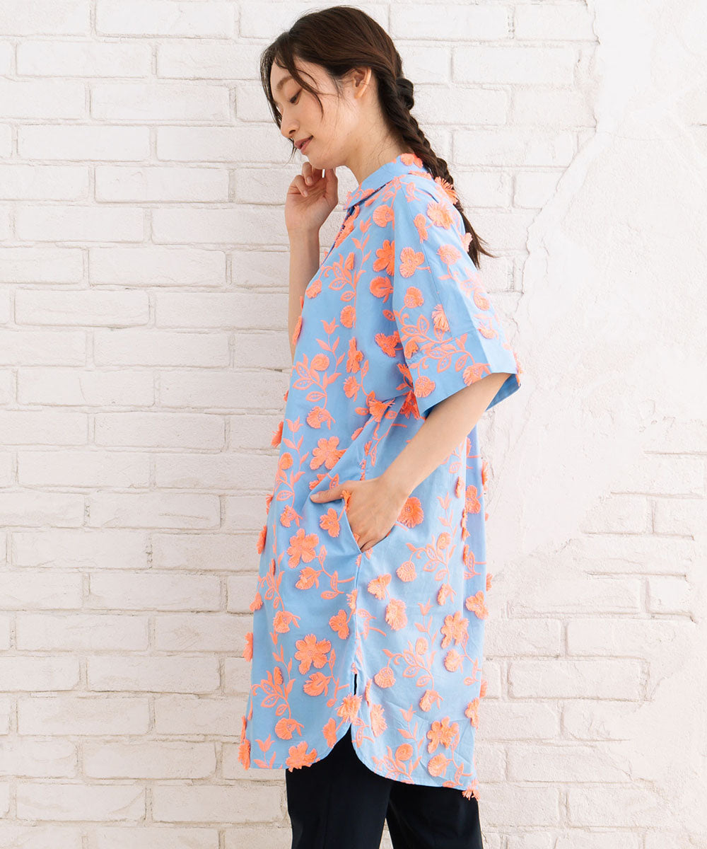 CKS フラワージャカードシャツワンピース