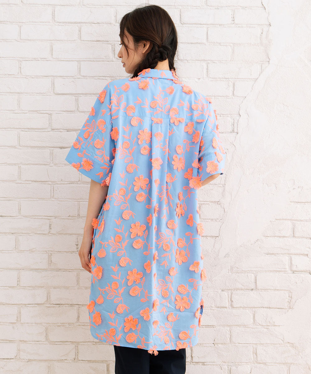 CKS フラワージャカードシャツワンピース