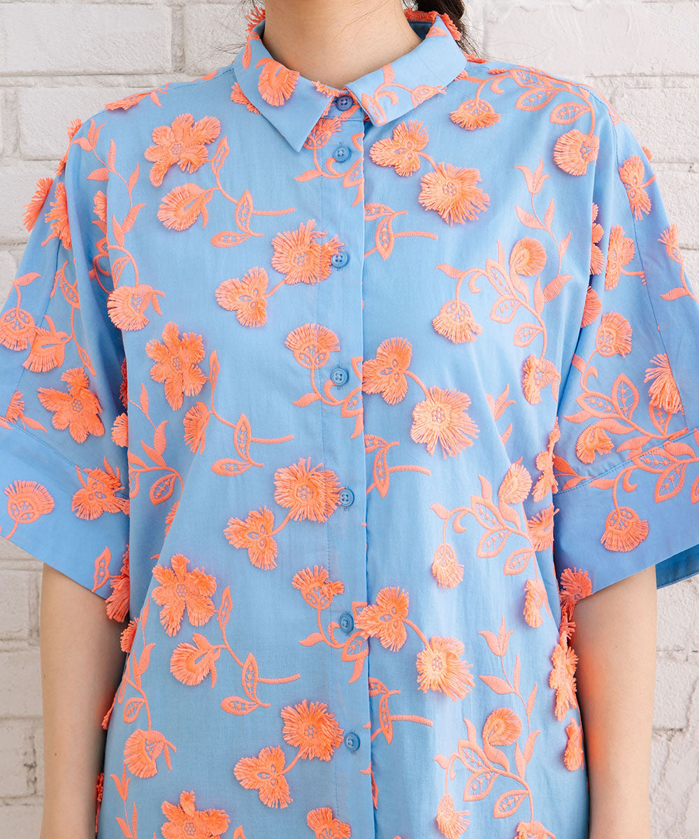 CKS フラワージャカードシャツワンピース