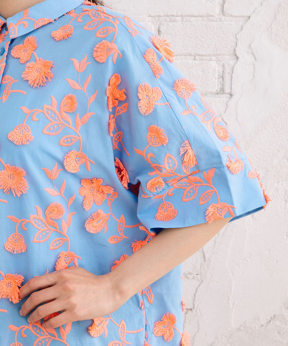 CKS フラワージャカードシャツワンピース