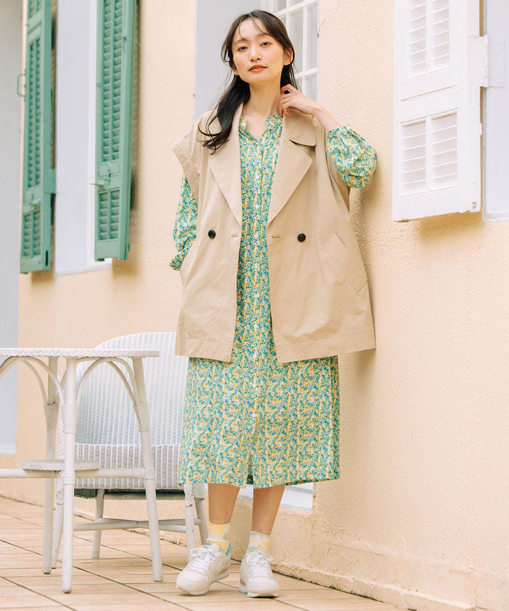 21号(6L～) フリルカラーフラワープリントワンピース