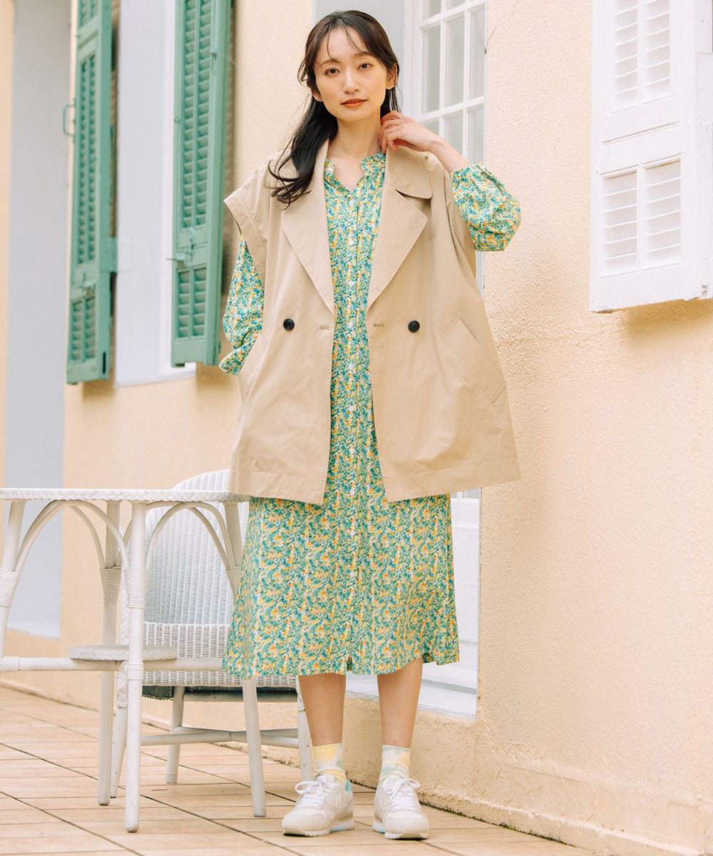 21号(6L～) フリルカラーフラワープリントワンピース