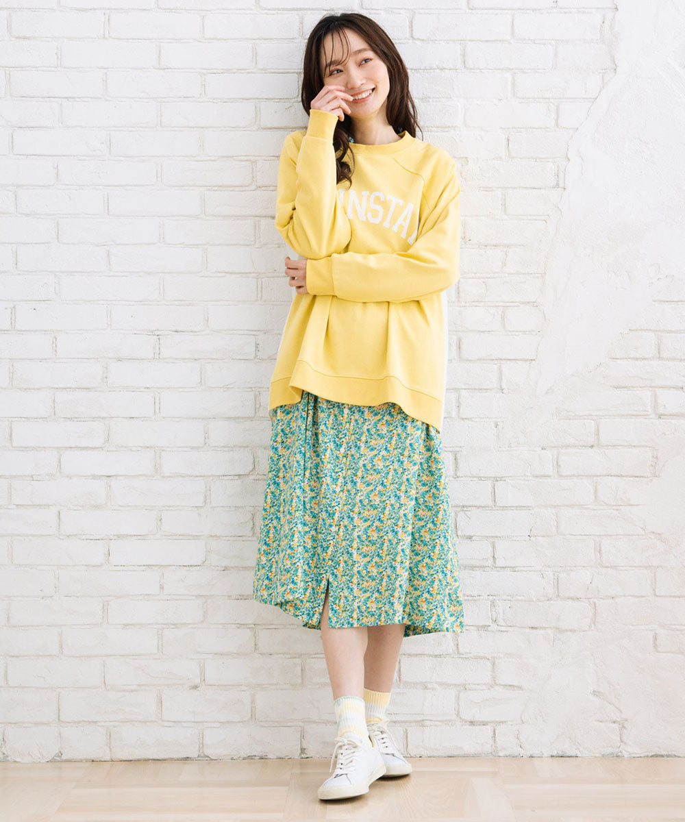 フリルカラーフラワープリントワンピース