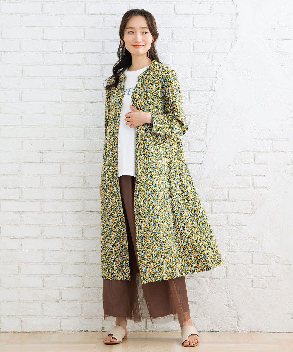 21号(6L～) フリルカラーフラワープリントワンピース