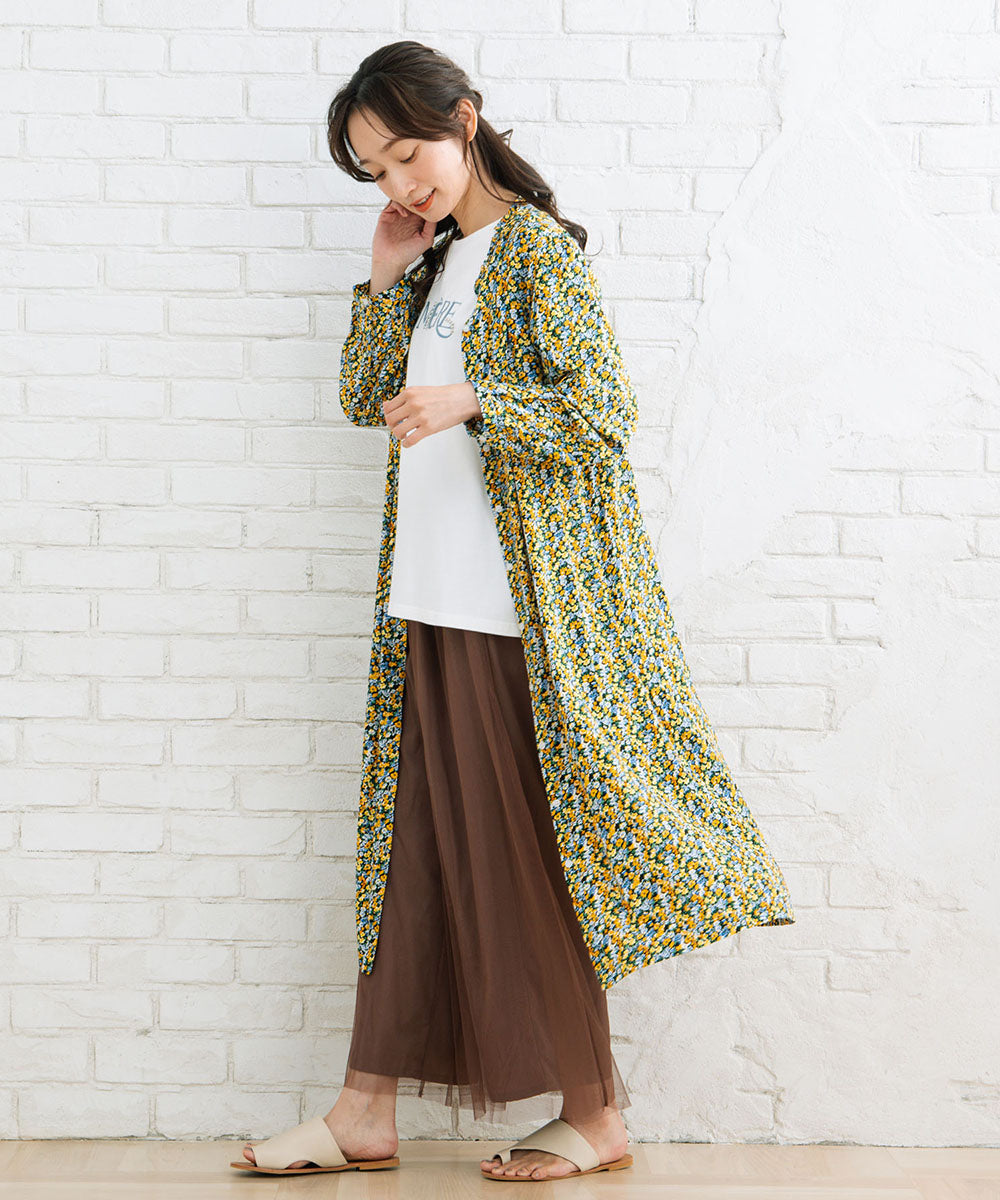 21号(6L～) フリルカラーフラワープリントワンピース