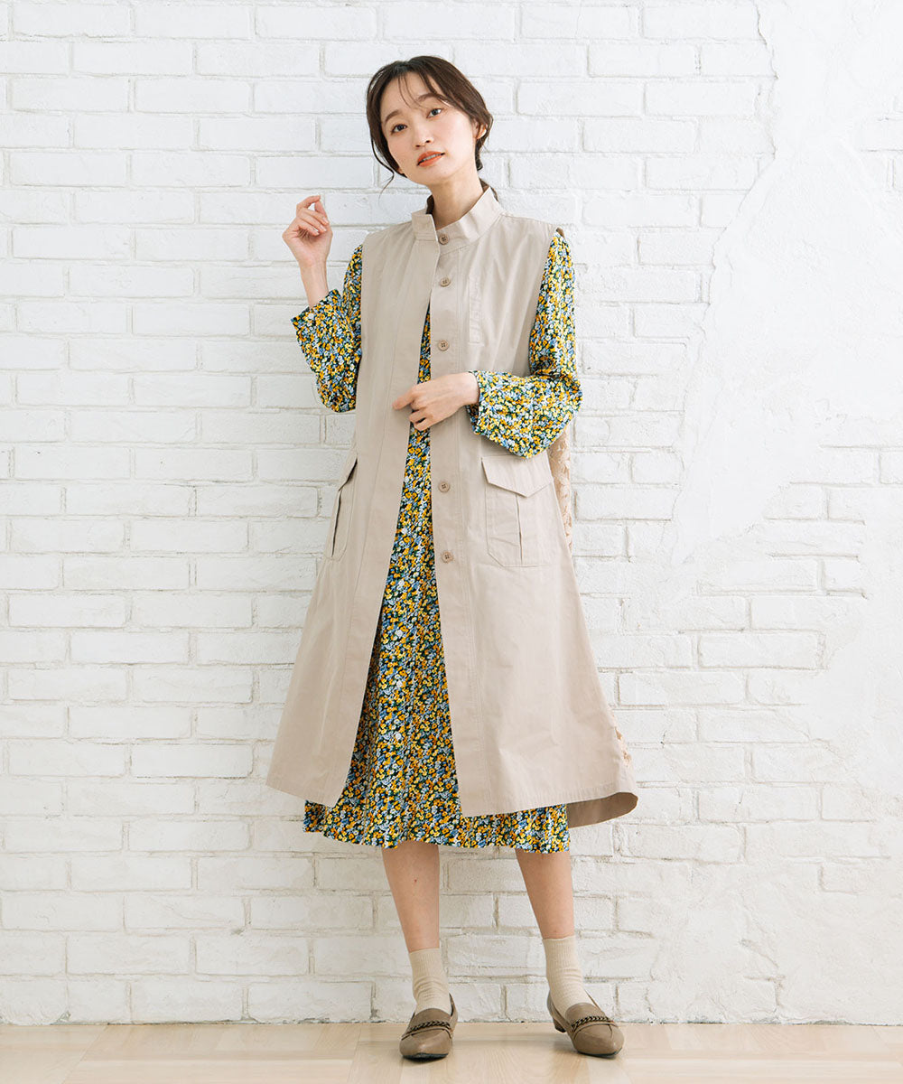 21号(6L～) フリルカラーフラワープリントワンピース