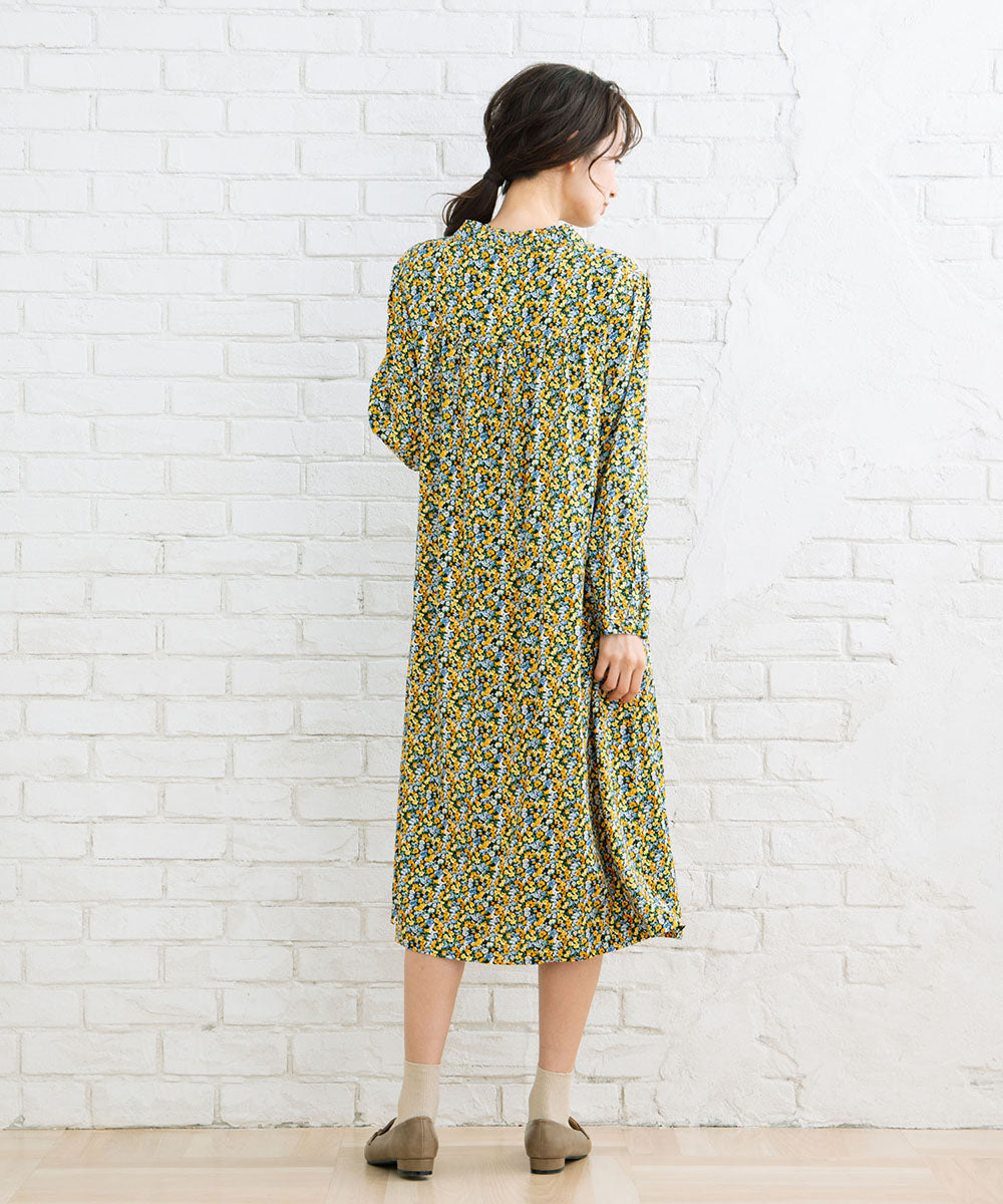 21号(6L～) フリルカラーフラワープリントワンピース