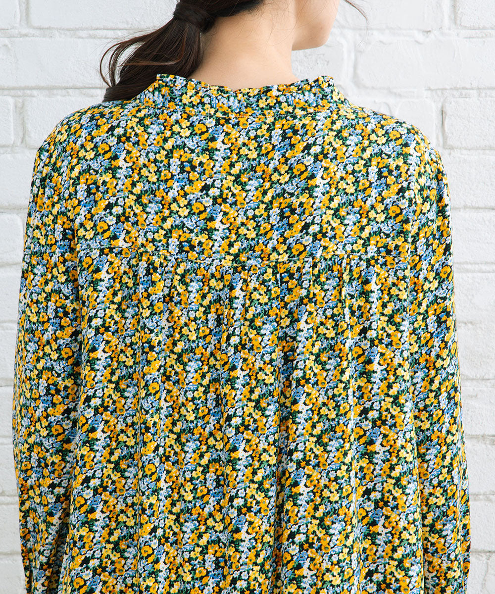 21号(6L～) フリルカラーフラワープリントワンピース