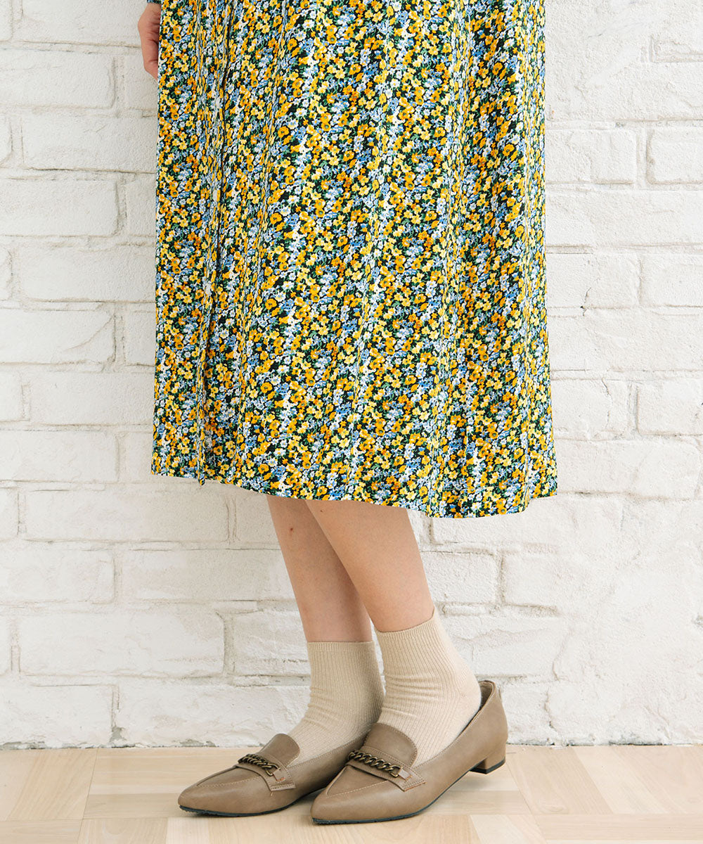 21号(6L～) フリルカラーフラワープリントワンピース