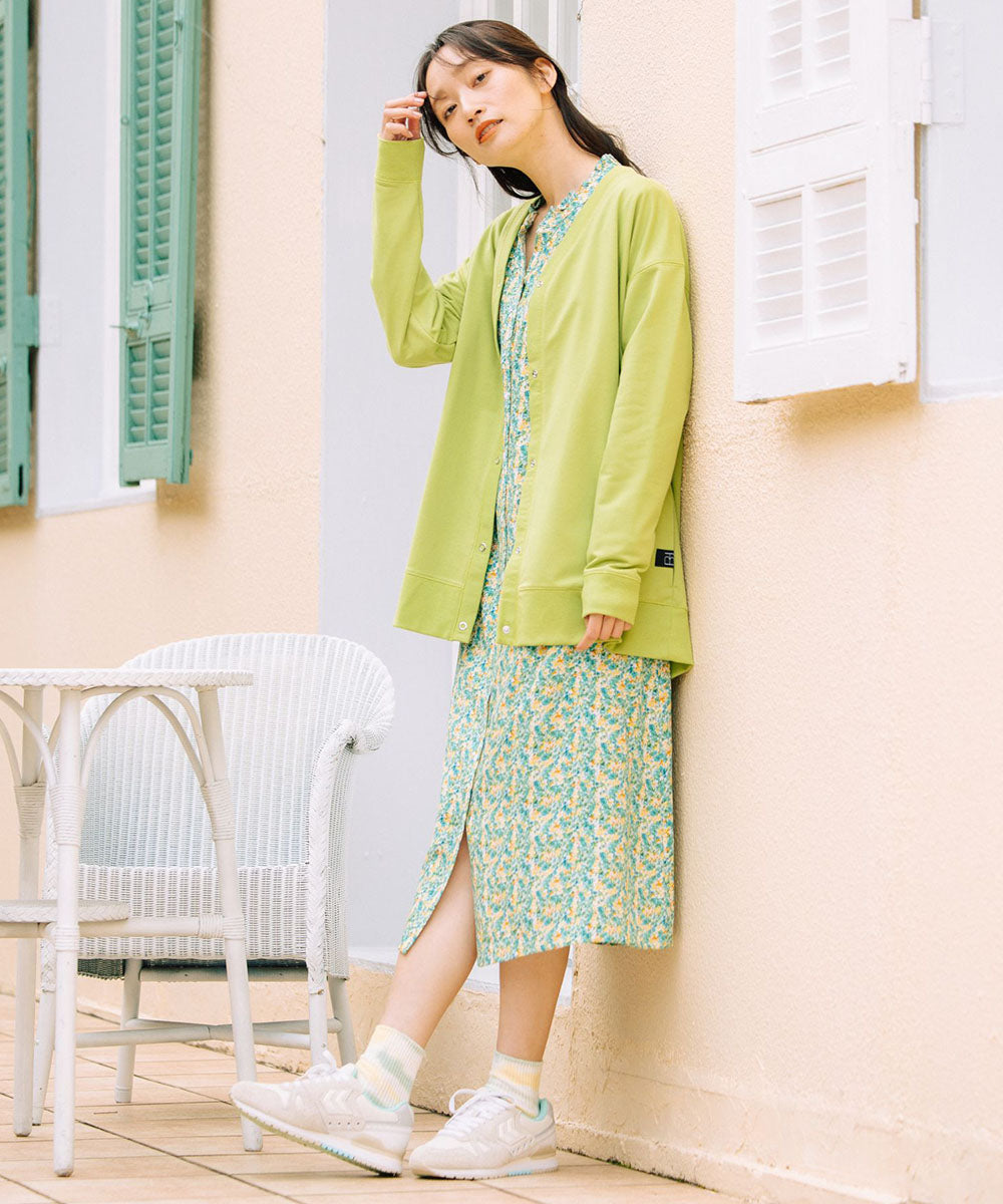 21号(6L～) フリルカラーフラワープリントワンピース