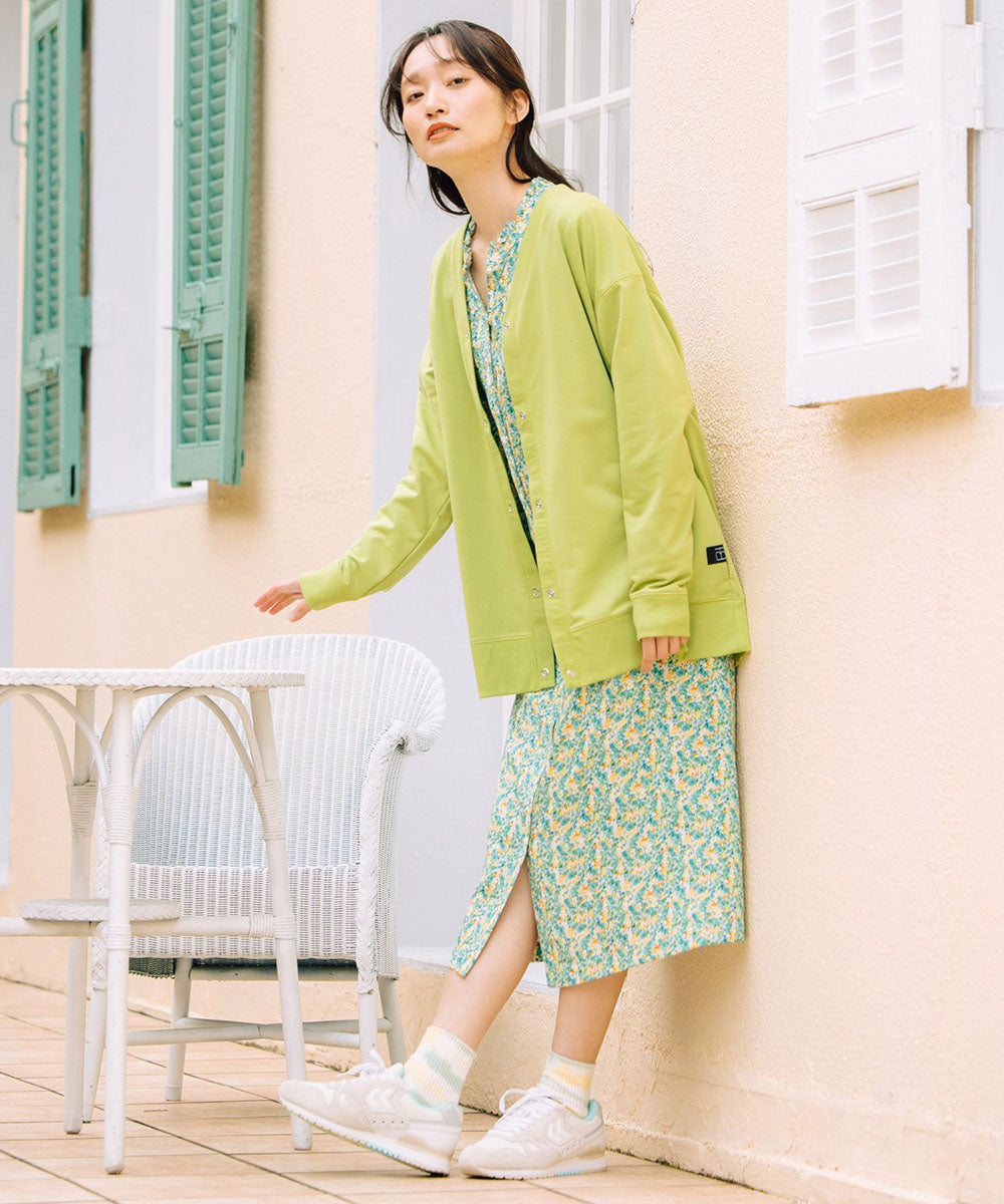 フリルカラーフラワープリントワンピース