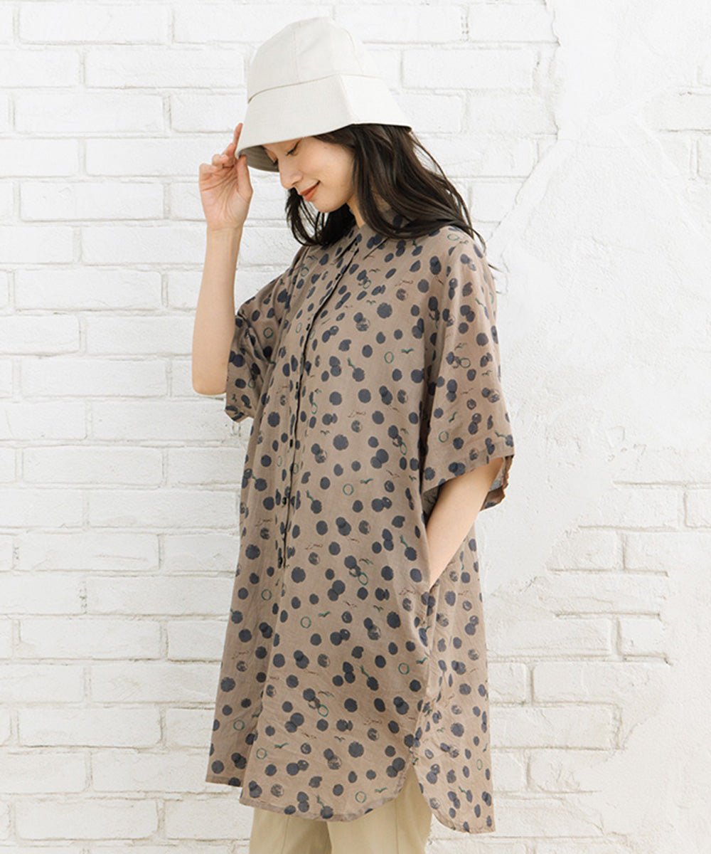 21号(6L～) カモメ×水彩ドットプリントチュニック