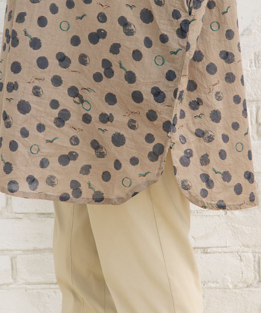 21号(6L～) カモメ×水彩ドットプリントチュニック