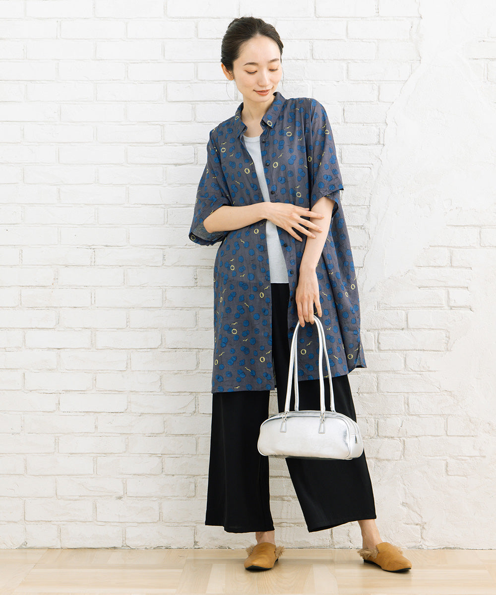 21号(6L～) カモメ×水彩ドットプリントチュニック