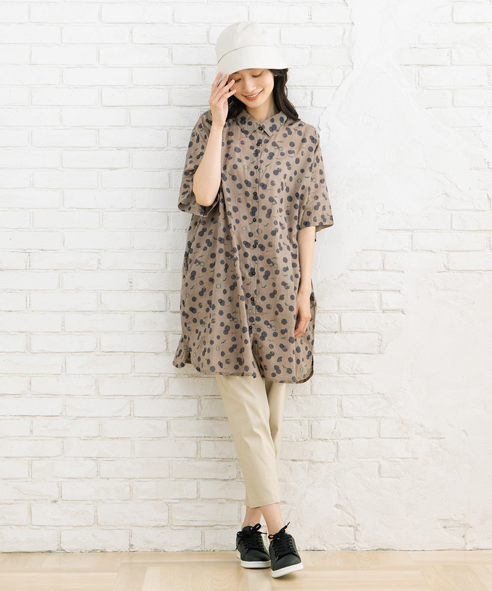 21号(6L～) カモメ×水彩ドットプリントチュニック