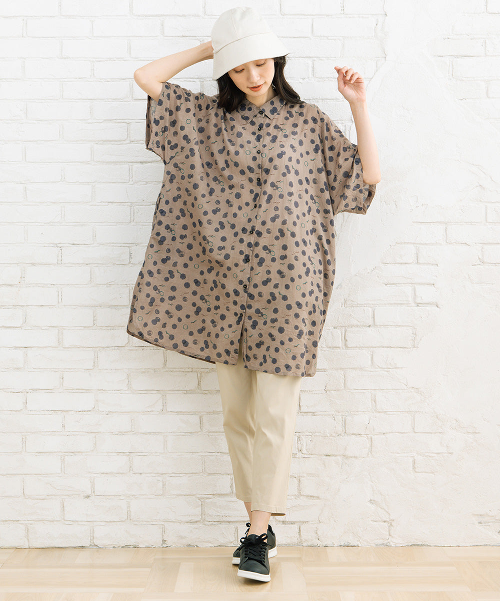 21号(6L～) カモメ×水彩ドットプリントチュニック
