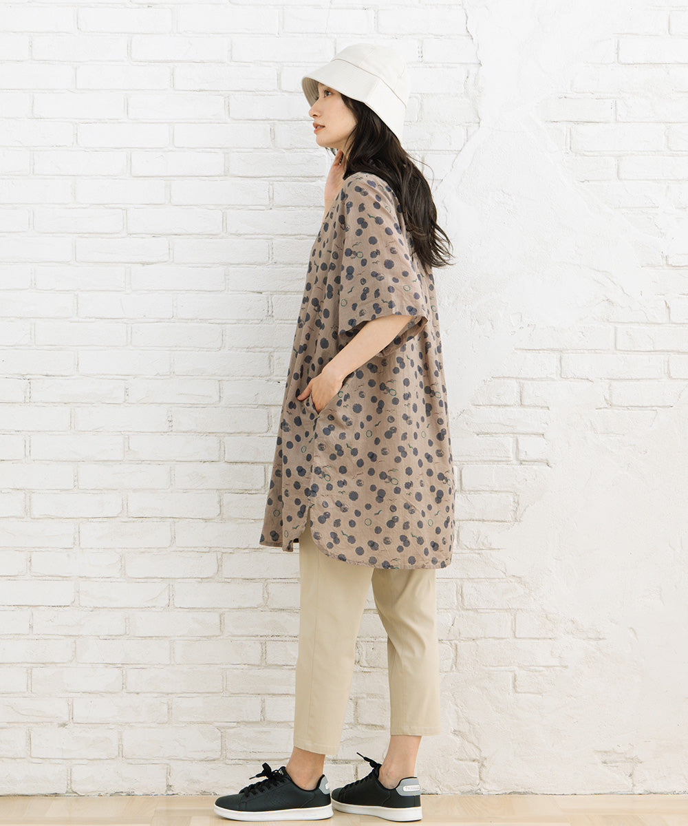 21号(6L～) カモメ×水彩ドットプリントチュニック