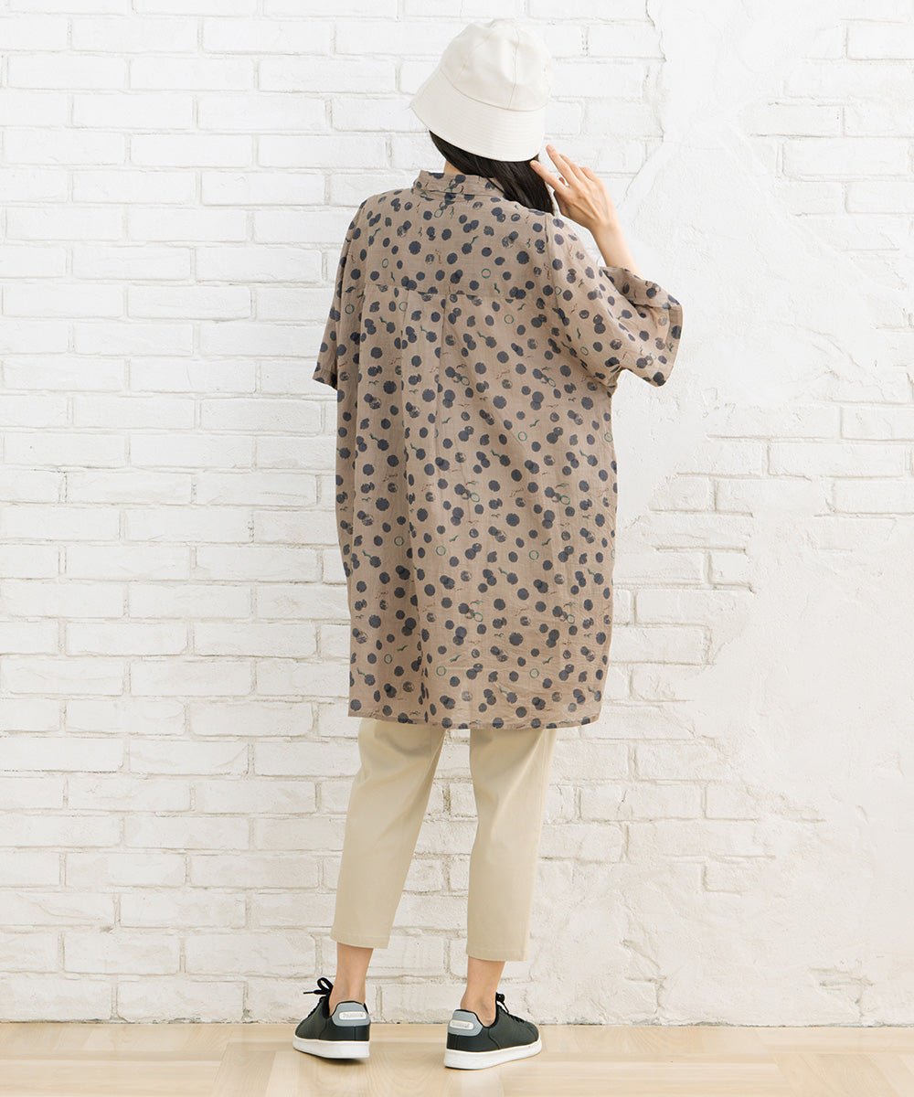 21号(6L～) カモメ×水彩ドットプリントチュニック
