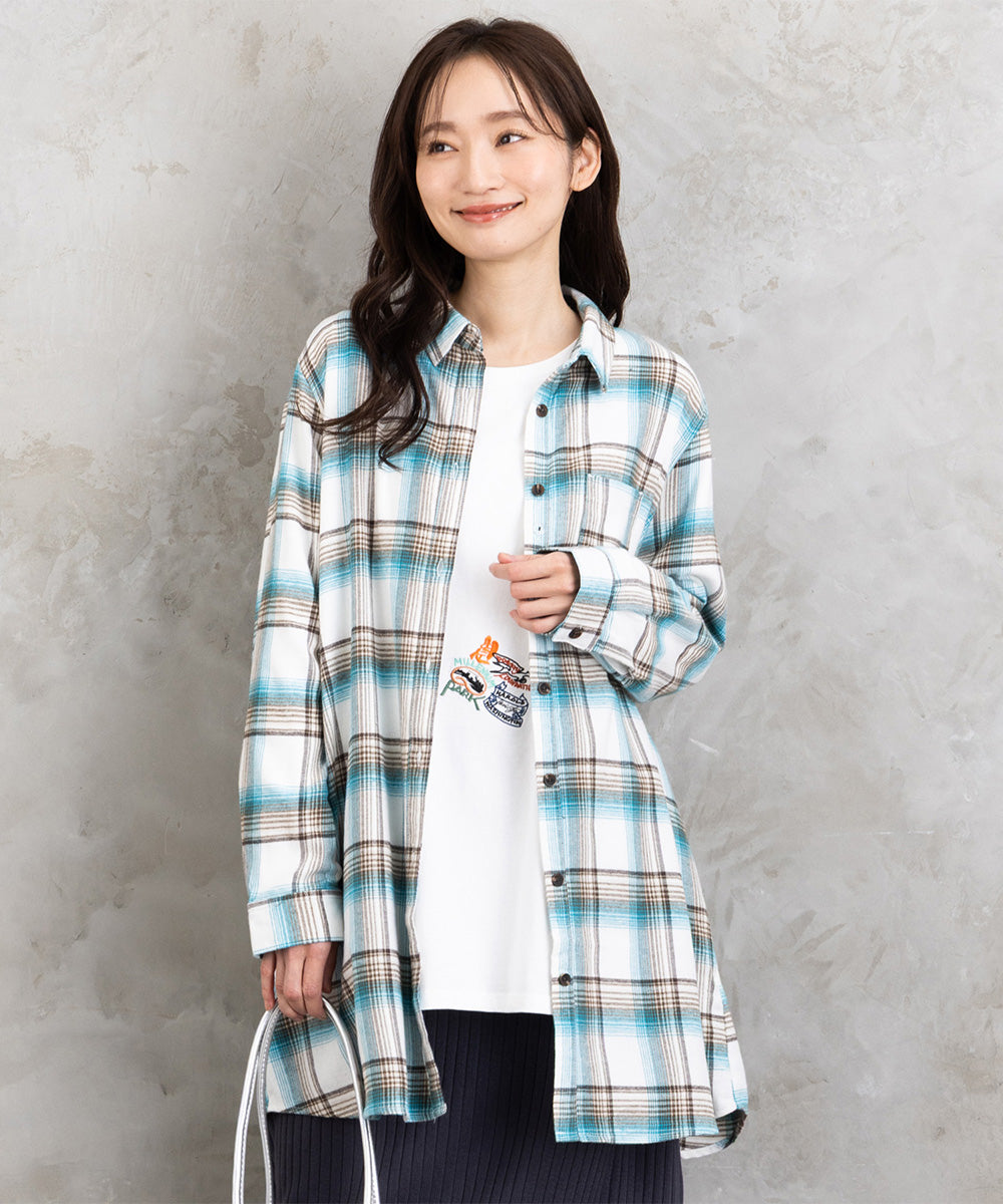 【吸湿・発熱】ソフトサーモ起毛チェックシャツチュニック