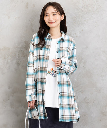 【吸湿・発熱】ソフトサーモ起毛チェックシャツチュニック