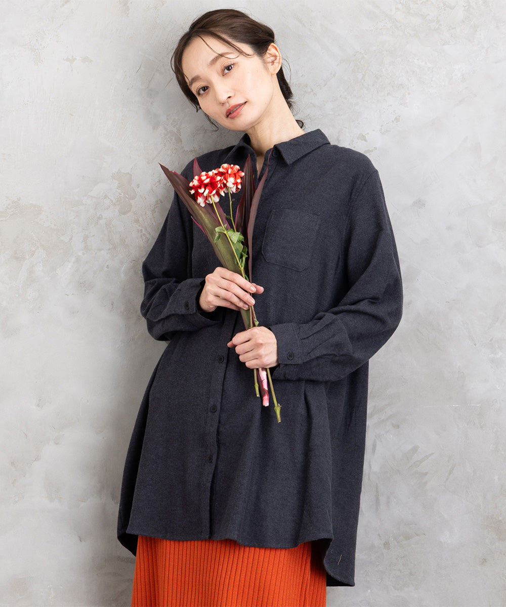 【吸湿・発熱】ソフトサーモ起毛チェックシャツチュニック