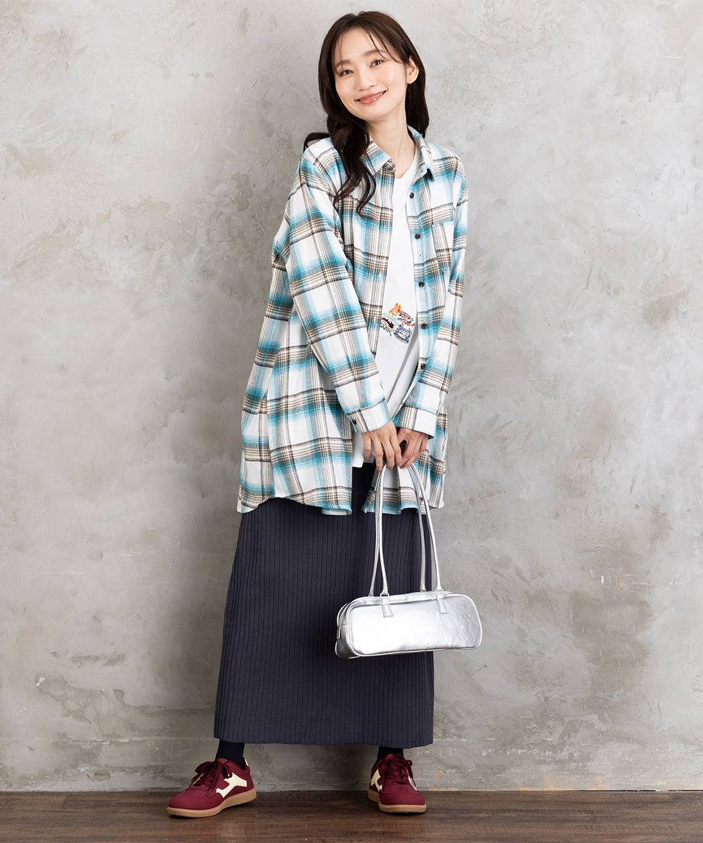【吸湿・発熱】ソフトサーモ起毛チェックシャツチュニック