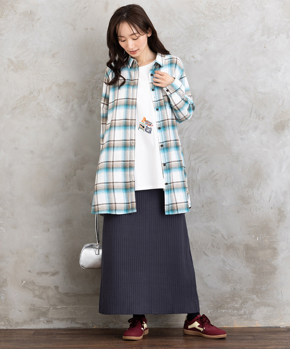 【吸湿・発熱】ソフトサーモ起毛チェックシャツチュニック