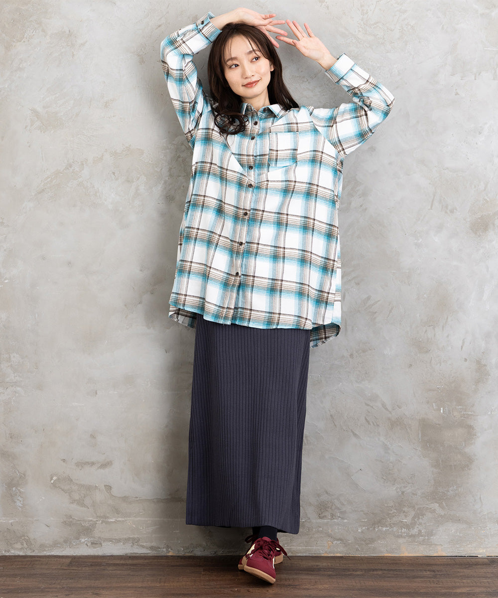 【吸湿・発熱】ソフトサーモ起毛チェックシャツチュニック