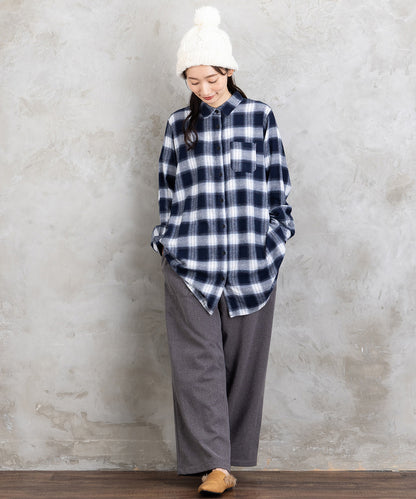 【吸湿・発熱】ソフトサーモ起毛チェックシャツチュニック