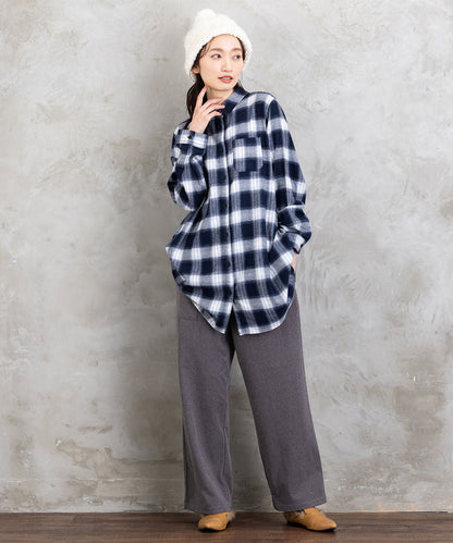 【吸湿・発熱】ソフトサーモ起毛チェックシャツチュニック