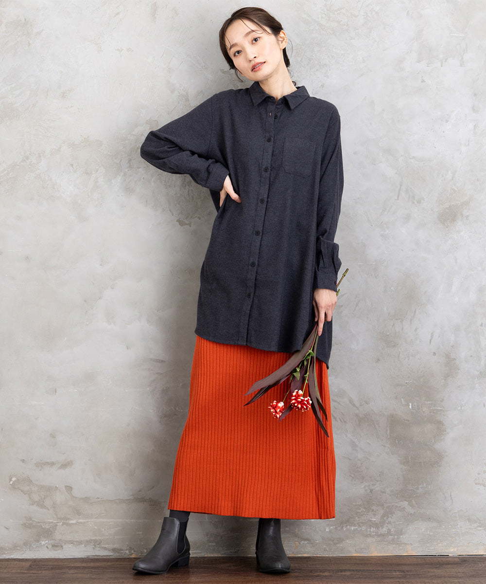 【吸湿・発熱】ソフトサーモ起毛チェックシャツチュニック