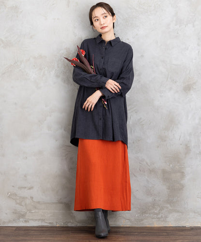 【吸湿・発熱】ソフトサーモ起毛チェックシャツチュニック