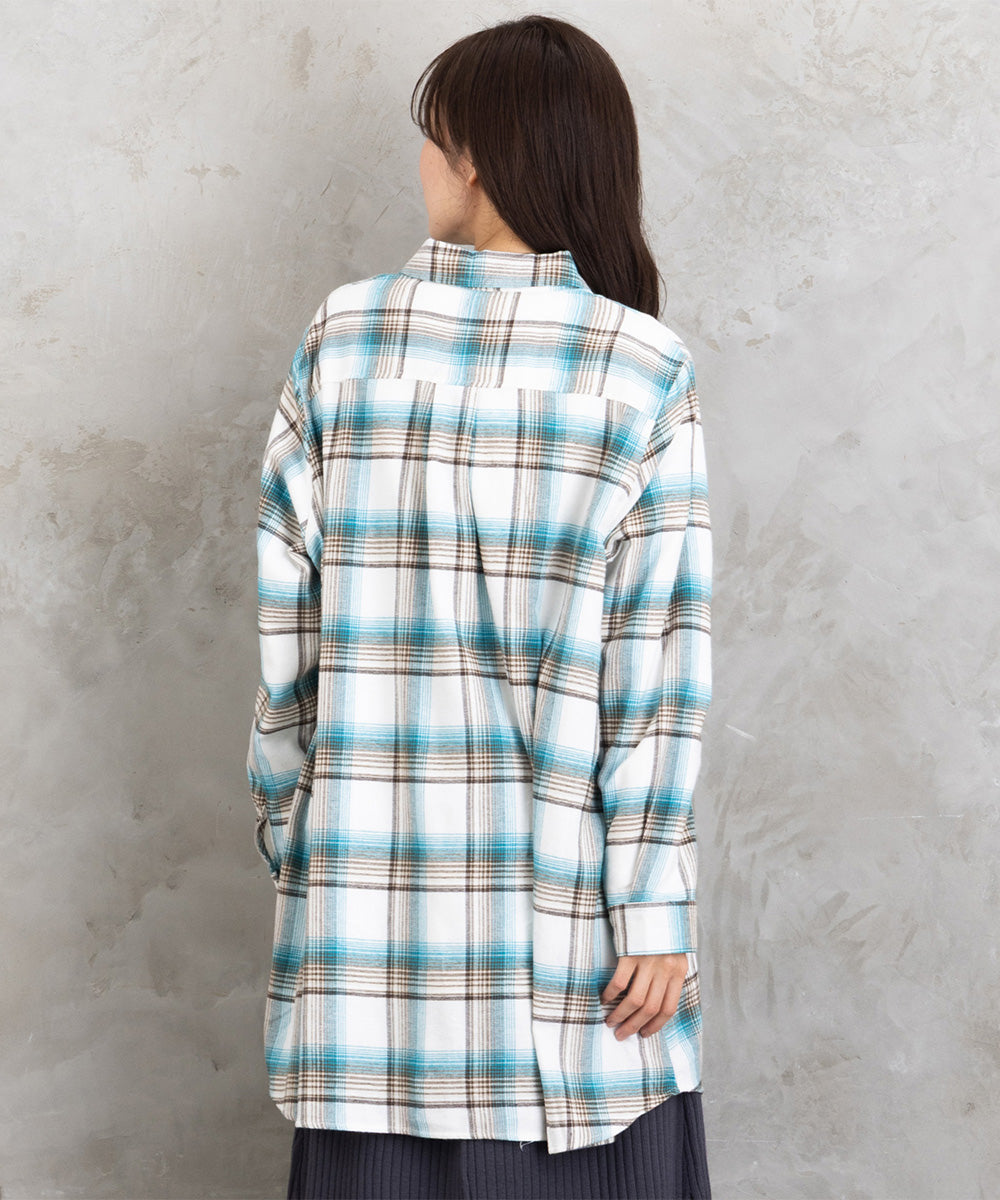 【吸湿・発熱】ソフトサーモ起毛チェックシャツチュニック