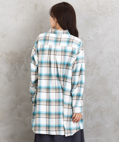 【吸湿・発熱】ソフトサーモ起毛チェックシャツチュニック