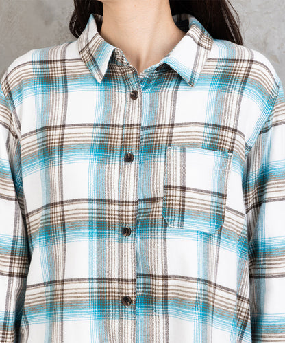 【吸湿・発熱】ソフトサーモ起毛チェックシャツチュニック