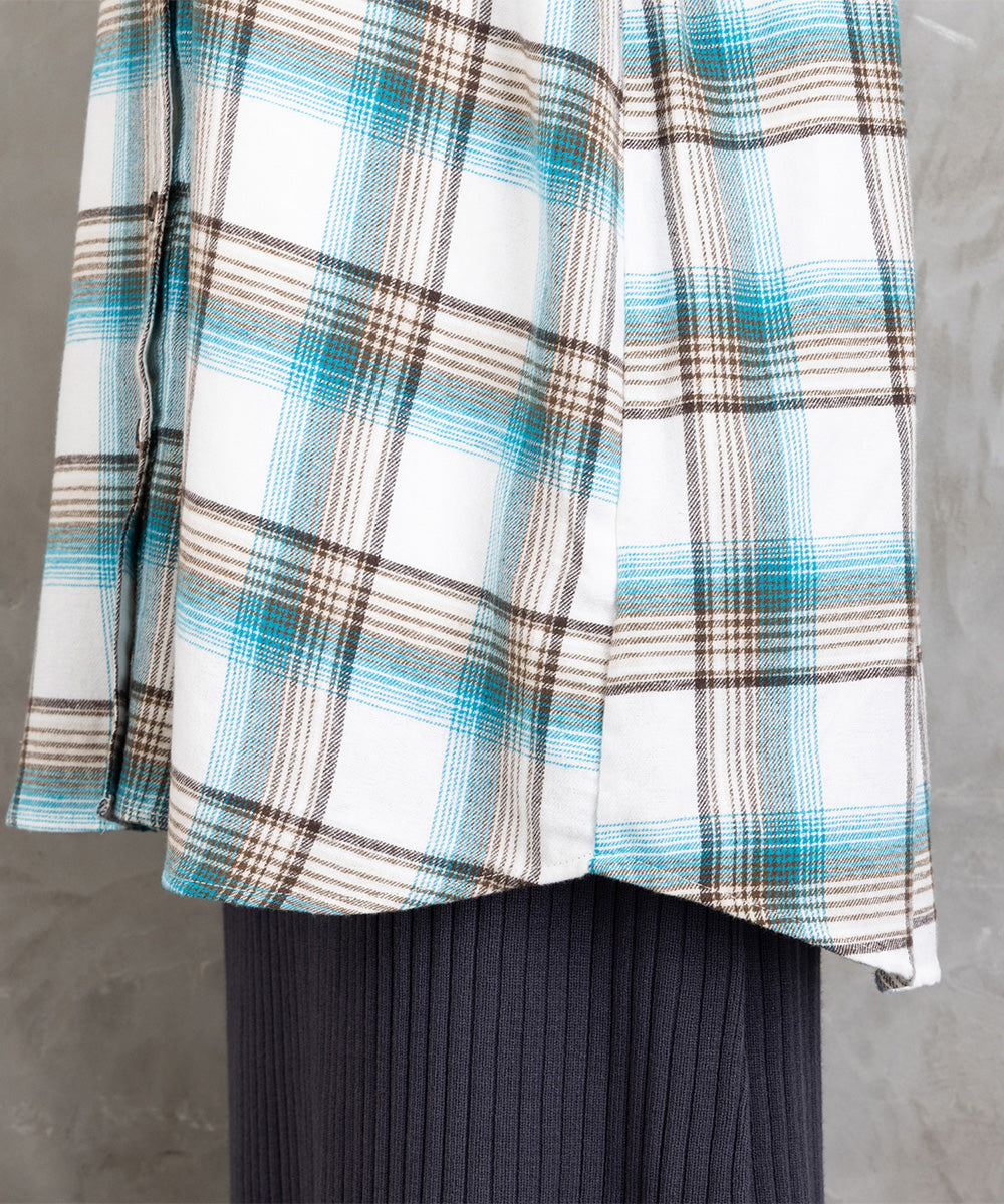 【吸湿・発熱】ソフトサーモ起毛チェックシャツチュニック