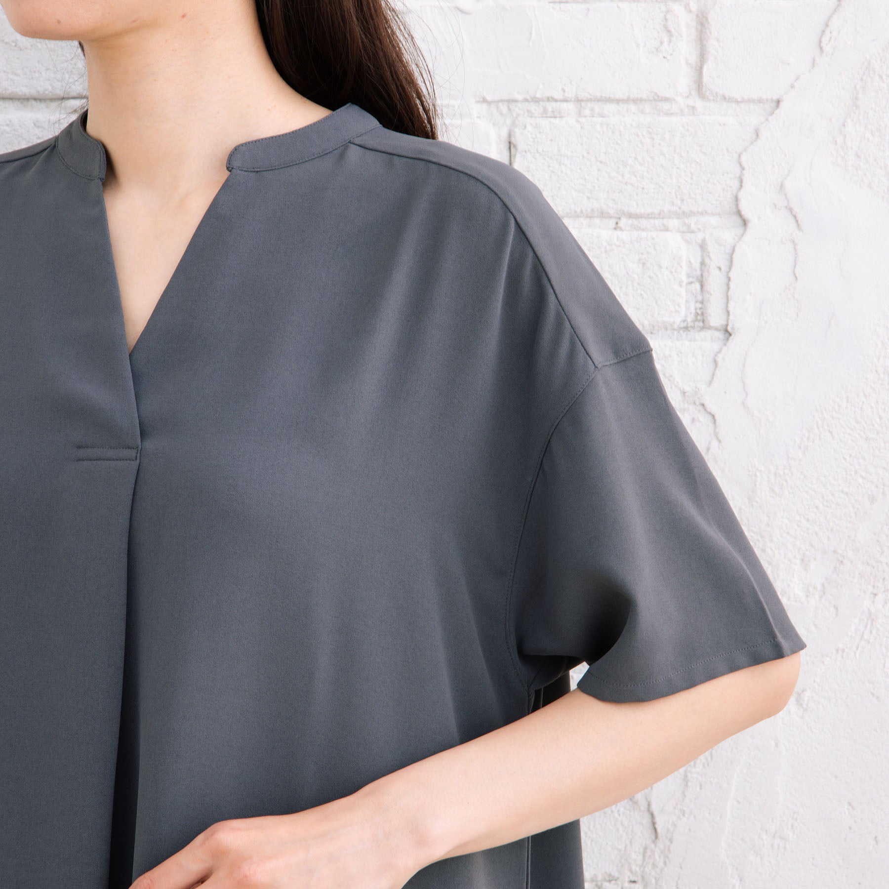 21号(6L～) スムースジョーゼットスキッパーワンピース